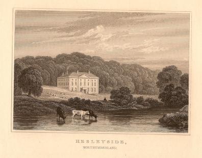 Hesleyside Hall Northumberland antique print
