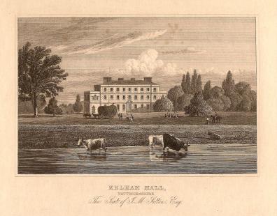 Kelham Hall Nottingham antique print 1847