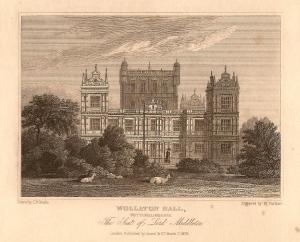 Wollaton Hall Nottinghamshire antique print 1847