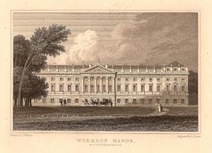 Worksop Manor Nottinghamshire antique print 1847