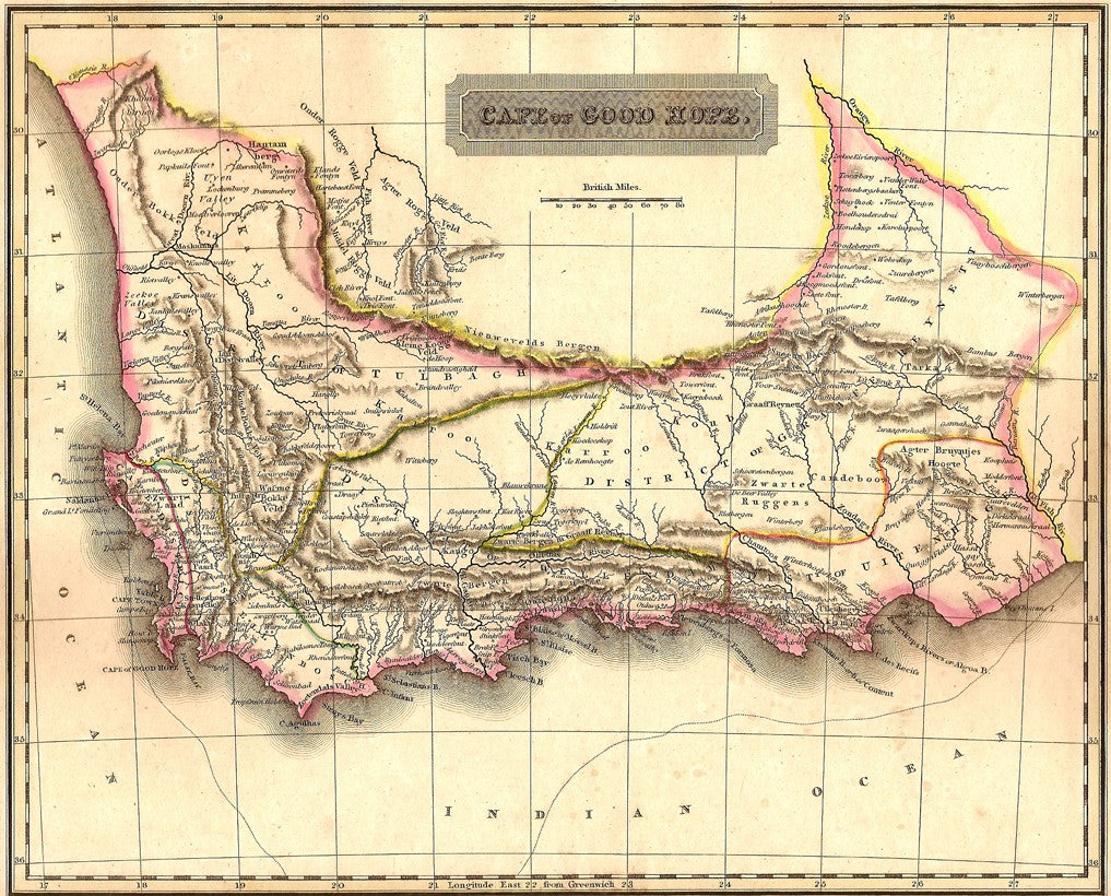 South Africa Cape of Good Hope antique map 1829