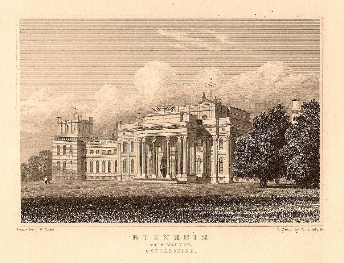 Blenheim Palace Oxfordshire antique print 1847