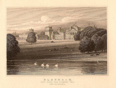 Blenheim Palace Oxfordshire antique print 1847