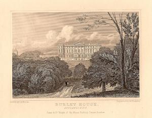 Burley House Rutlandshire antique print published 1847
