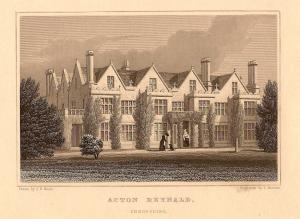 Acton Reynald Hall Moreton Corbet Shropshire antique print 1847