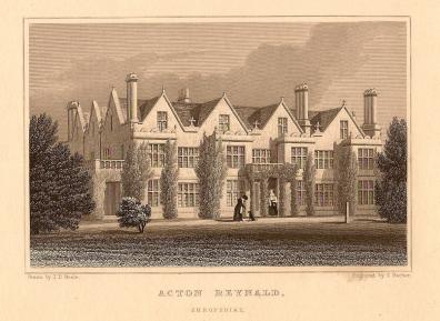 Acton Reynald Hall Moreton Corbet Shropshire antique print 1847