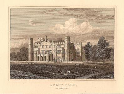 Apley Hall Shropshire antique print 1847