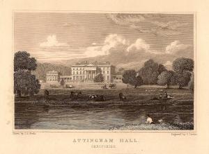 Attingham Hall Shropshire antique print 1847