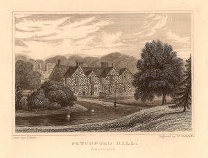 Pitchford Hall Shropshire antique print published 1847