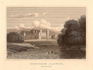 Sundorne Castle Shropshire antique print 1847