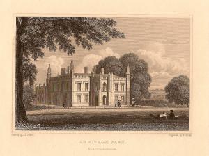Hawkesyard Hall Staffordshire antique print 1847