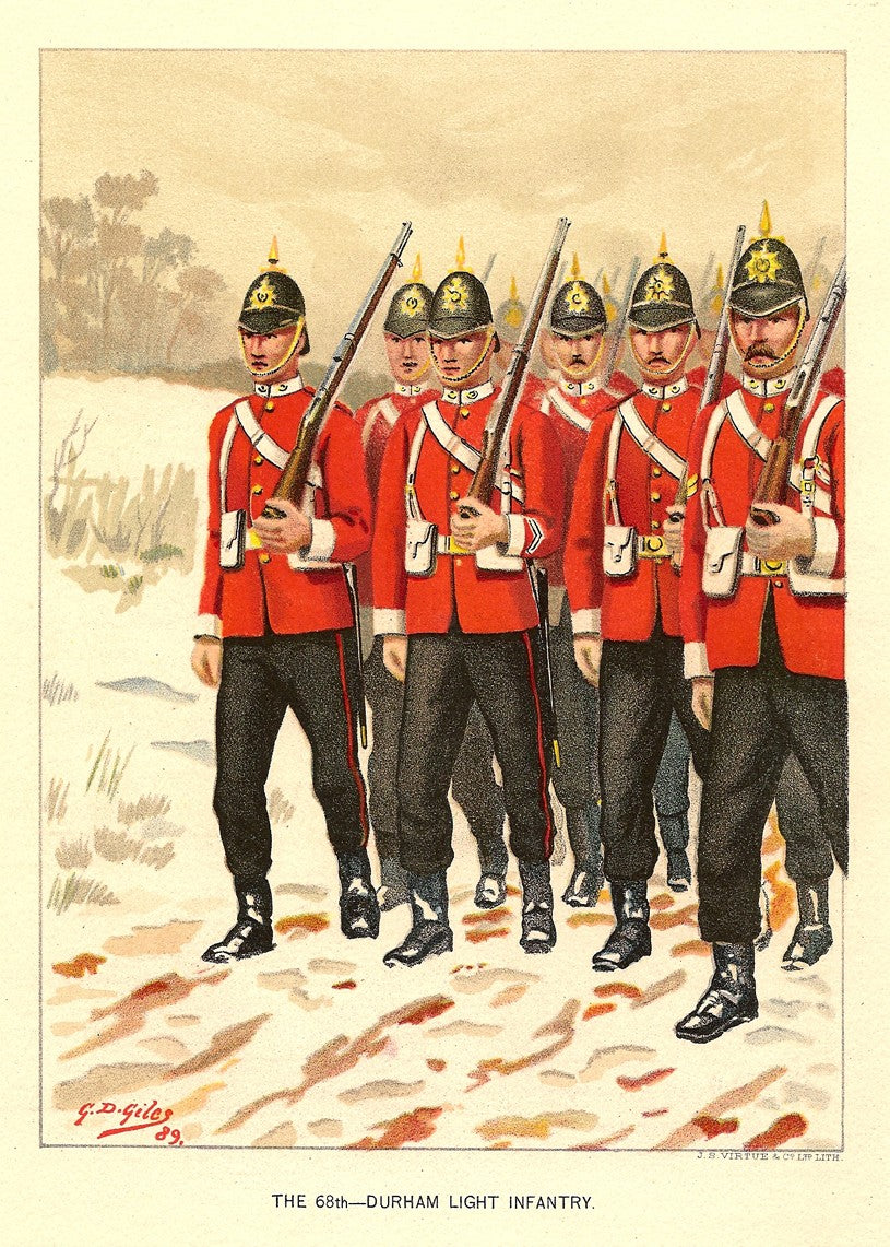 Durham Light Infantry British Army antique print 1890