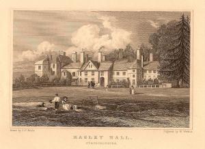 Hagley Hall Staffordshire antique print 1847