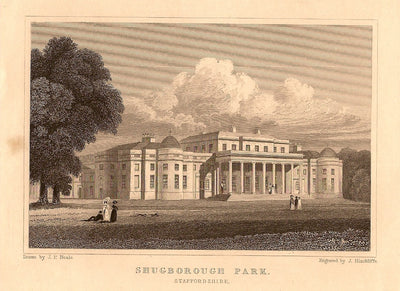 Shugborough Hall Staffordshire antique print 1847
