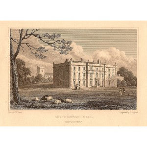 Swinnerton Hall antique print 1847