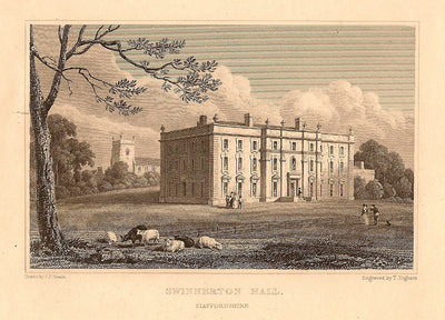Swinnerton Hall antique print 1847