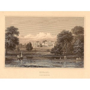 Tixall Hall Staffordshire antique print