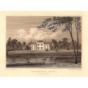 Wolseley Hall Staffordshire antique print 1847