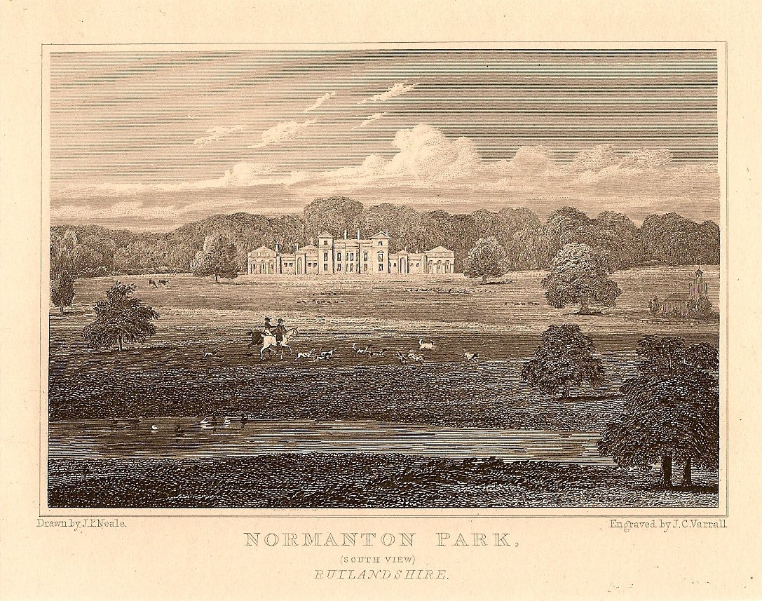 Normanton Hall Rutlandshire antique print 1847