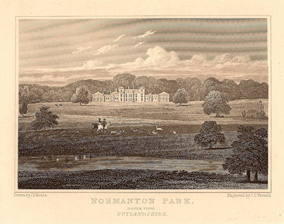 Normanton Hall Rutlandshire antique print 1847