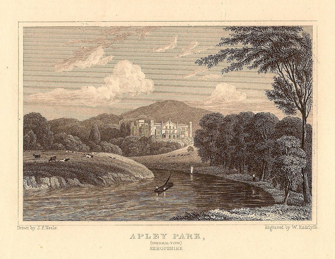 Apley Hall Shropshire antique print 1847