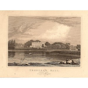 Trentham Hall Staffordshire antique print 1847