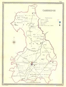 Cambridgeshire parliamentary boundaries antique map 1835
