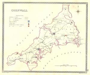 Cornwall parliamentary boundaries antique map published 1835