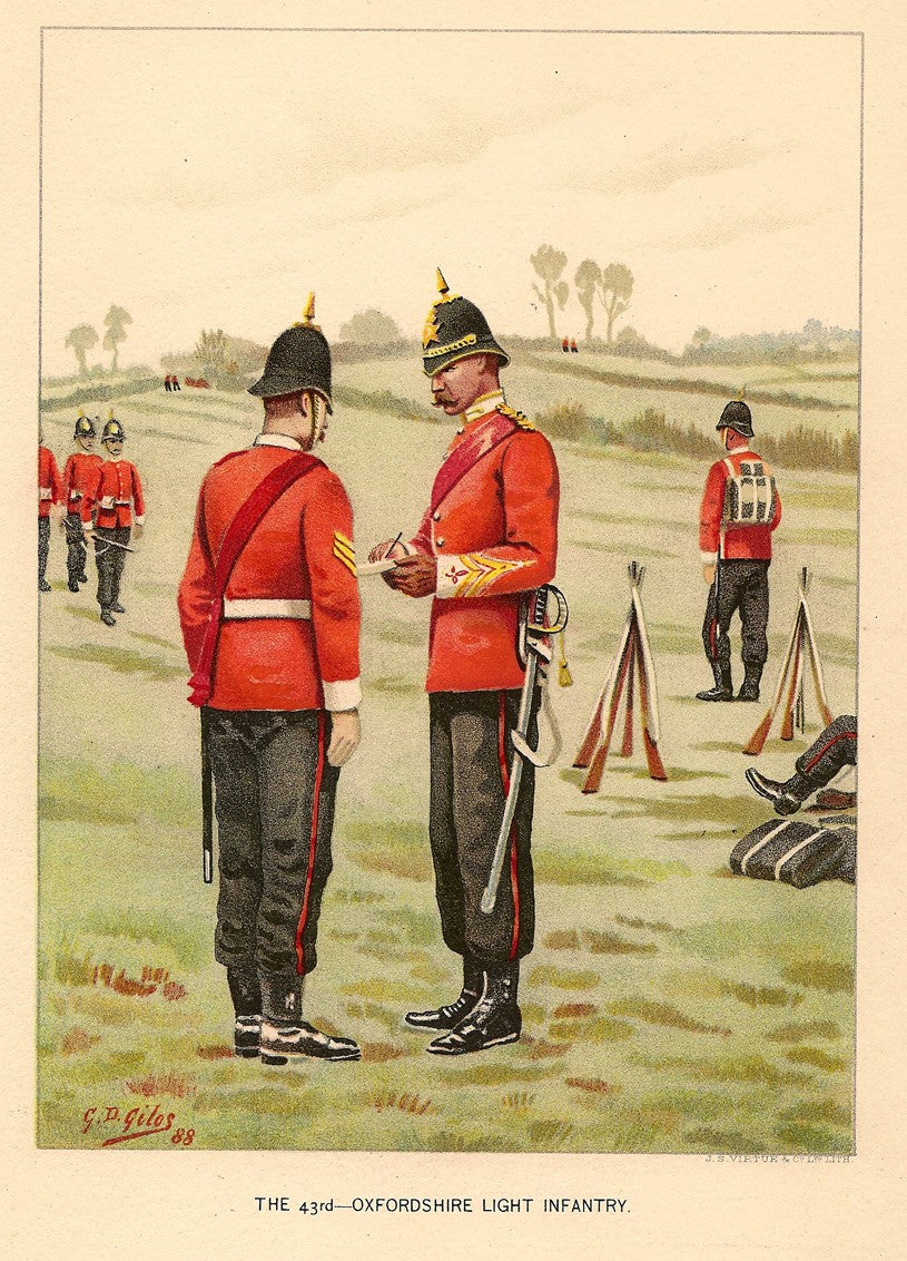 Oxfordshire Light Infantry antique print 1890