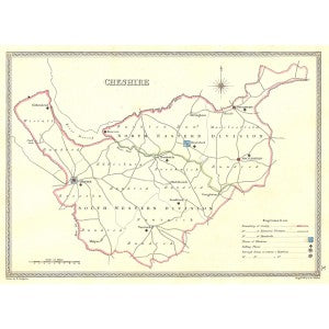 Cheshire parliamentary boundaries antique map published 1835