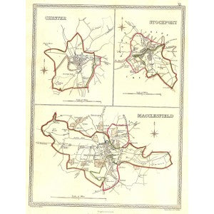 Chester Stockport Macclesfield parliamentary boundaries antique maps 1835