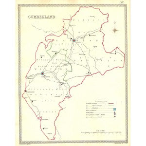 Cumberland parliamentary boundaries antique map published 1835