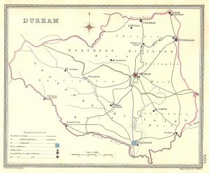 County Durham parliamentary boundaries antique map 1835