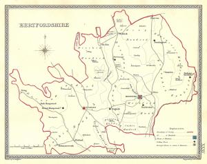 Hertfordshire parliamentary boundaries antique map 1835