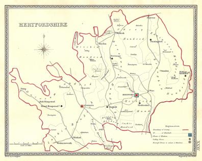 Hertfordshire antique map