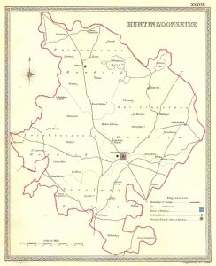 Huntingdonshire parliamentary boundaries antique map 1835