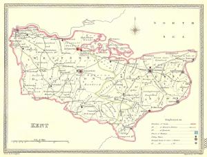 Kent parliamentary boundaries antique map published 1835