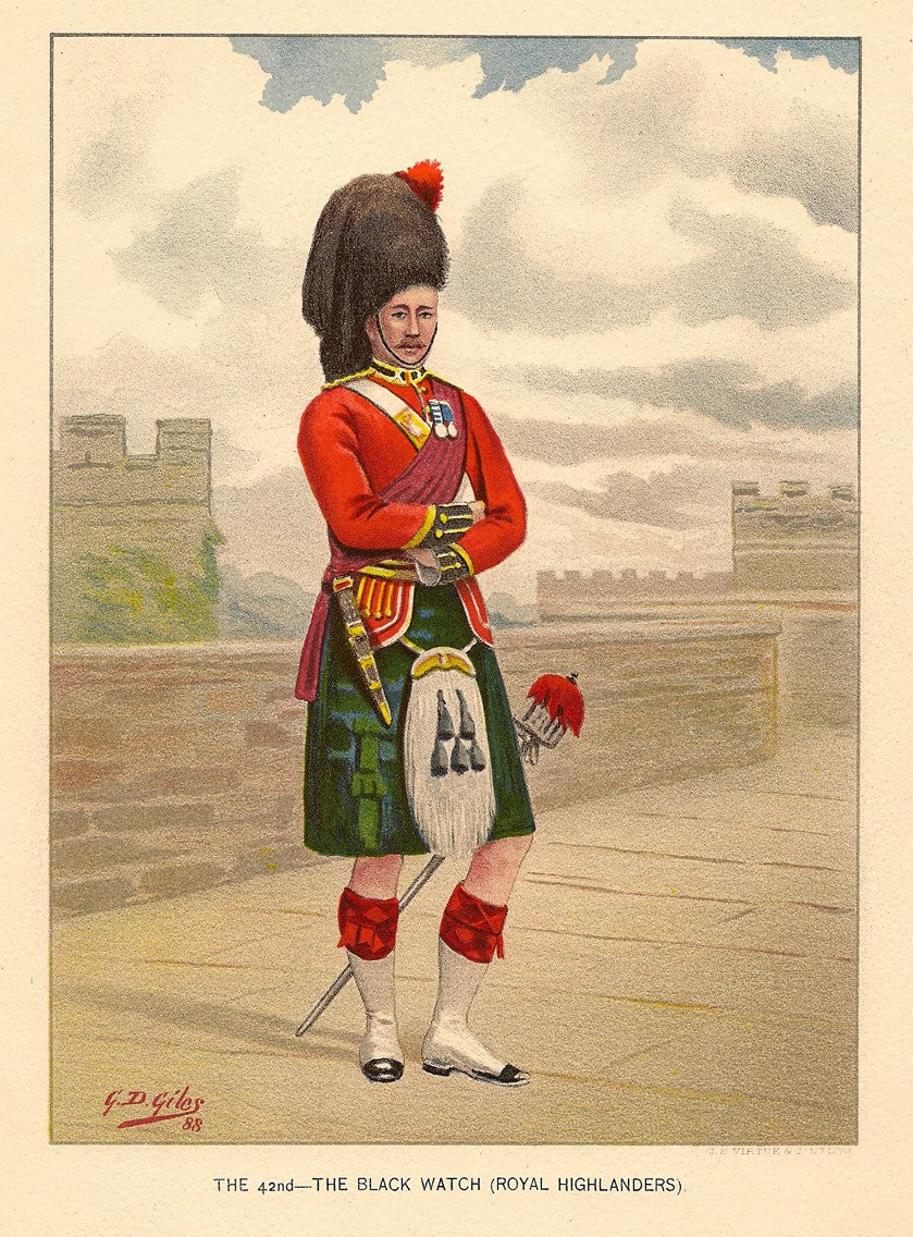 Black Watch  42nd Royal Highlanders antique print 1890