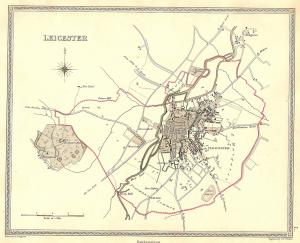 Leicester parliamentary boundaries antique map published 1835