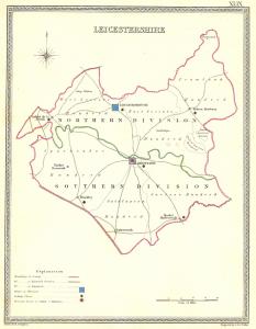 Leicestershire parliamentary boundaries antique map 1835