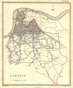 Lambeth parliamentary boundary antique map published 1835