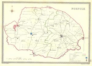 Norfolk parliamentary boundaries antique map published 1835