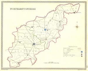 Northamptonshire parliamentary boundaries antique map 1835