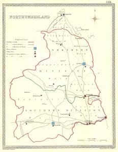 Northumberland parliamentary boundaries antique map published 1835