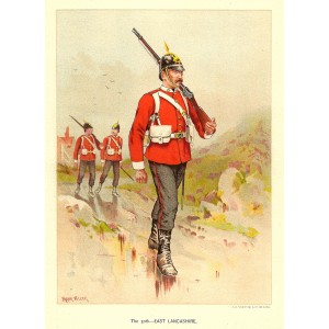 British Army East Lancashire Regiment antique print 1890