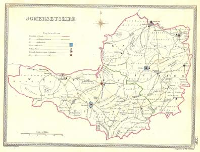 Somersetshire parliamentary boundaries antique map 1835