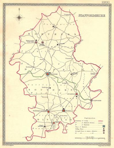 Staffordshire antique map