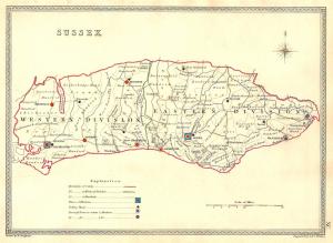 Sussex parliamentary boundaries antique map published 1835