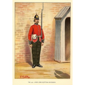 British Army King's Own Scottish Borderers antique print 1890