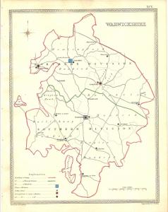 Warwickshire parliamentary boundaries antique map published 1835